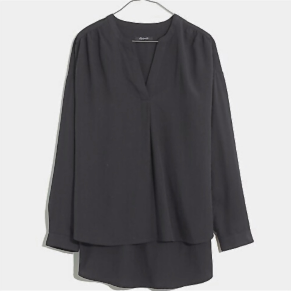 Madewell black sand washed popover top size M